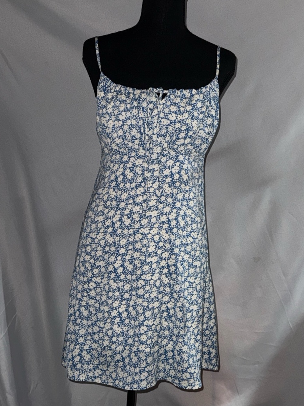 Lulu's Blue & White Floral Tie-Front Mini Dress